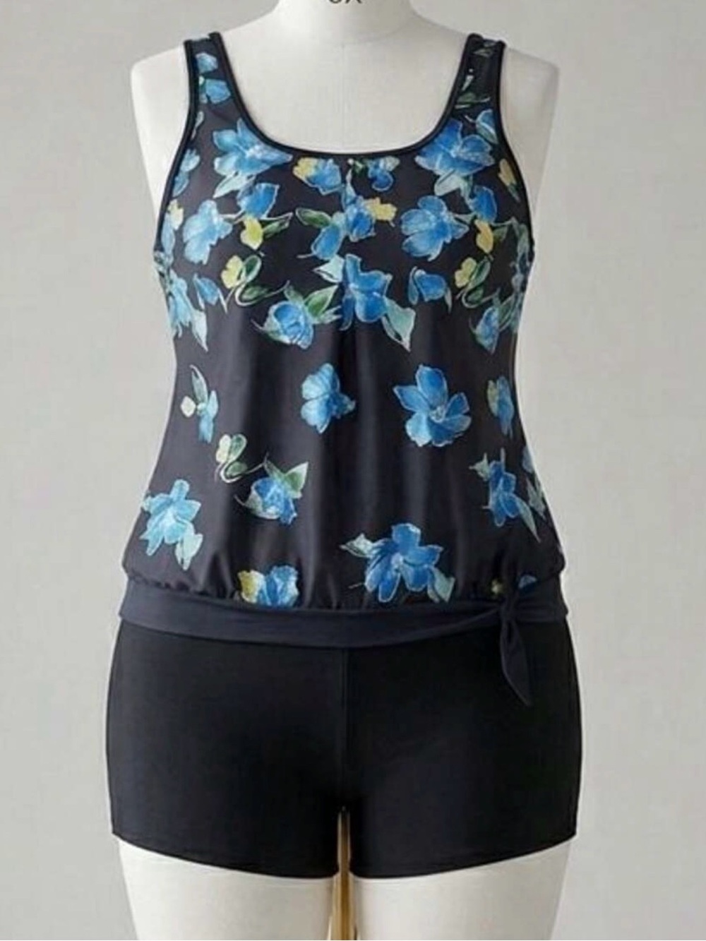 Plus Size 2XL Tankini 2 Piece Swimsuit with Boyshorts Blue Swim